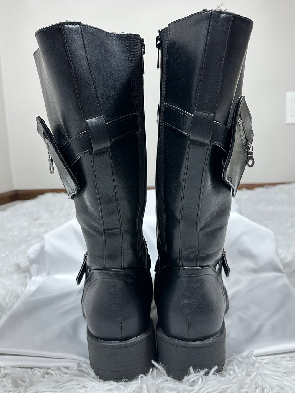Torrid Women’s Black Combat Boots 10 WW Wide Lace Up Buckle Zipper Pouch - Picture 7 of 14